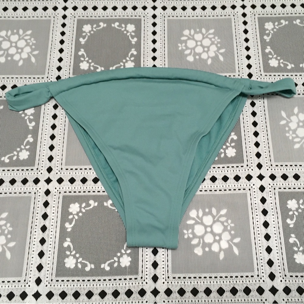 Shade & Shore Womens M 8-10 Green Low Rise High Leg Extra Cheeky Bikini Bottom